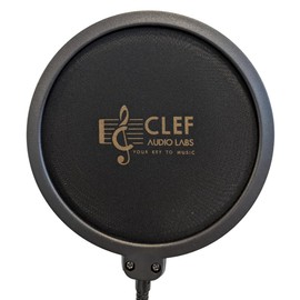 Clef Audio Labs Microphone Pop Filter with Dual Layered Wind Screen Shield, Flexible 360° Gooseneck Stabilizing Arm, and Heavy-Duty Desktop Clip for Podcasting, Gaming, and Mic Recording