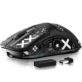 ATTACK SHARK X3 Pro 4K/8K Hz Maus, 49 g SUPERLEICHT, PixArt PAW3395 Gaming-Sensor, BT/2,4G kabellose/kabelgebundene Gaming-Maus, 6 einstellbare DPI bis zu 26000, 200 Stunden Akku (schwarz)