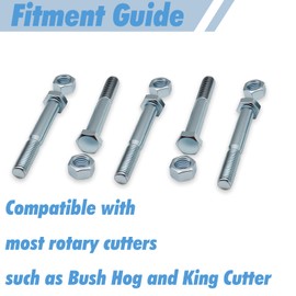 5 Pack Grade 2 Shear Bolts 1/2" x 3-1/2" Kit with Nylock Nuts,Heavy-Duty Rotary Cutter Replacement