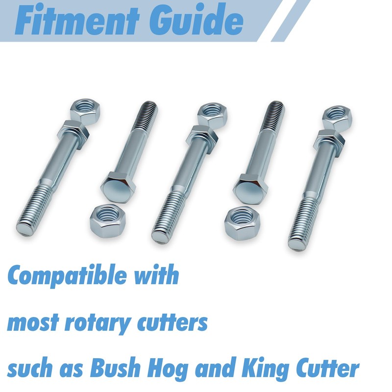 5 Pack Grade 2 Shear Bolts 1/2" x 3-1/2" Kit