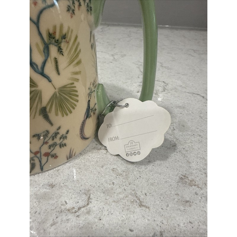10 Strawberry Street PEACOCK Floral Mint Green Handle 10 Strawberry