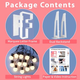 4FT Marquee Light Up Letters F, Big Marquee Letter for Baby Shower Birthday Engagement Wedding Marry Me Party Decor