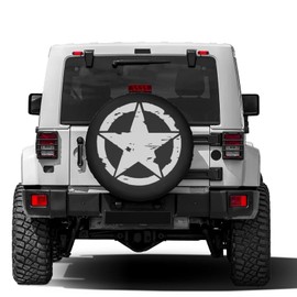 Dujiea Military Tactical Star Spare Tire Cover, Universal Wheel Tire Cover Dust-Proof Tire Protectors for Trailer Rv Van SUV Truck Camper and Many Vehicle 14 15 16 17 Inch