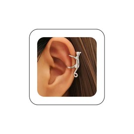 Cybche Boho Katze Ohrmanschette Ohrringe Silber Katze Ohrringe Süße Katze Manschette Wrap Ohrringe Katze Knorpel Manschette Ohrringe Klettern Katze Crawler Manschette Ohrringe Tier Kein Piercing