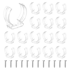 MECCANIXITY T16 U Clips Holder Bracket Fluorescent Tube Light Fixture Plastic Pipe Clamps with Screws for LED Bulbs Ceiling Lamp, Clear, Pack of 18