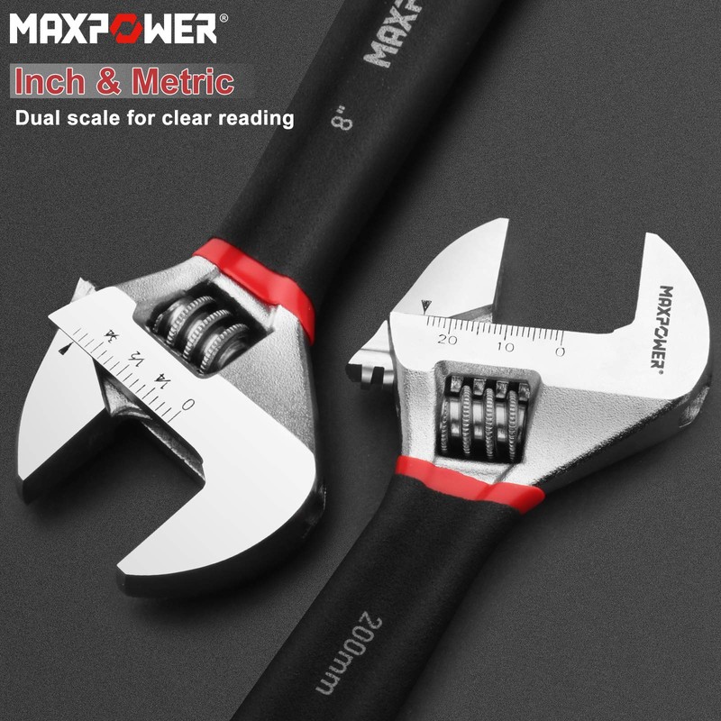 MAXPOWER Adjustable Spanner 200mm, Adjustable Wrench Shifter Spanners with Soft