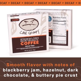 Café Grumpy Instant Decaf Coffee 6 Pack 30g Single Serve Sachets, Swiss Water Processed Medium Roast Arabica Packets, Travel Ready Office Quick Prep