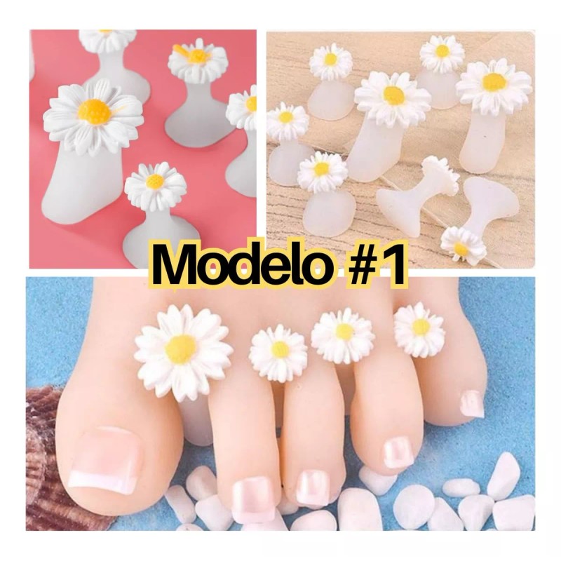 Universo en Linea Separadores Dedos Silicón Pedicura Manicura Flores Uñas