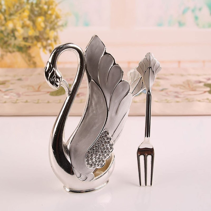 Dessert Spoon Set, Coffee Spoon Stand Kit Fruit Scoop Fork