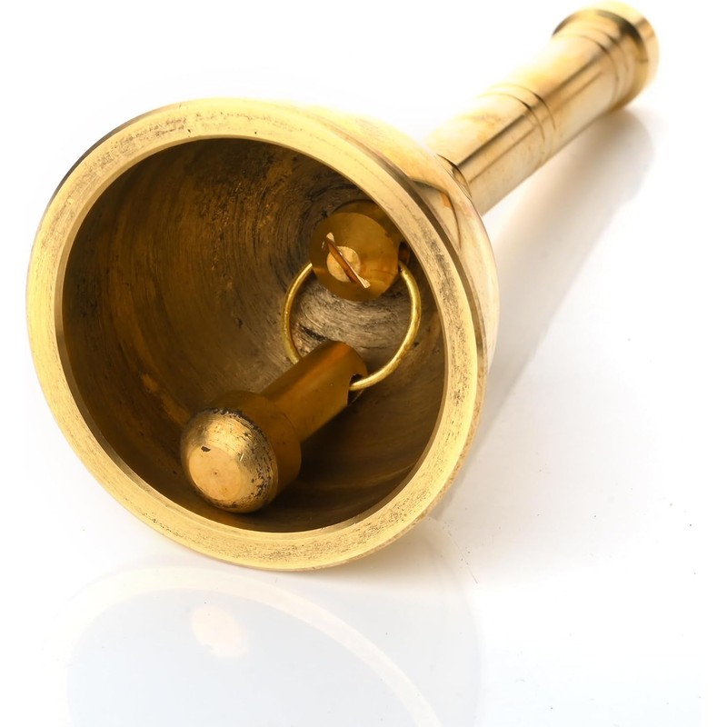 Indian Traditional Solid Brass Pooja Puja Bell Ghanti, Small Hand