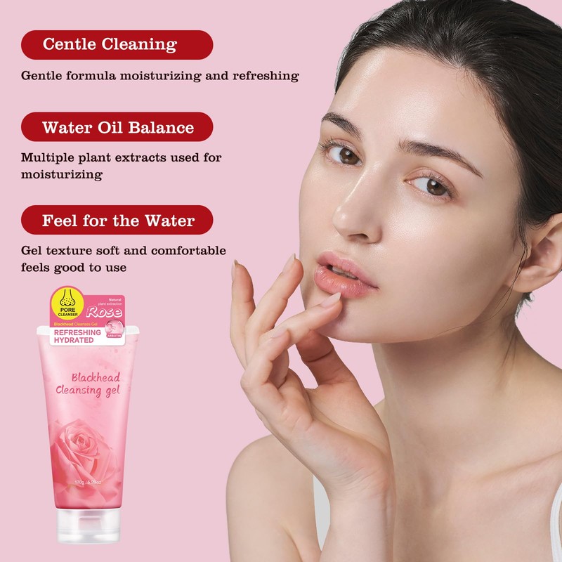 OUPEICHARM Rose Blackhead Cleasing Gel for Face Nose Body,Deep Cleaning,Moisturizing,Oil
