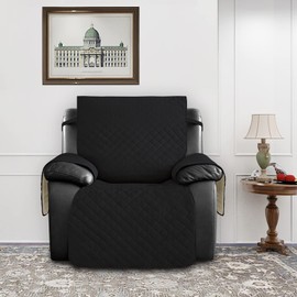 Easy-Going Waterproof Oversized Recliner Chair Sofa Cover with Pocket, 1-Piece Reversible Couch Cover for Recliner, Washable Protector for Dogs (Oversized Recliner, Black/Beige)