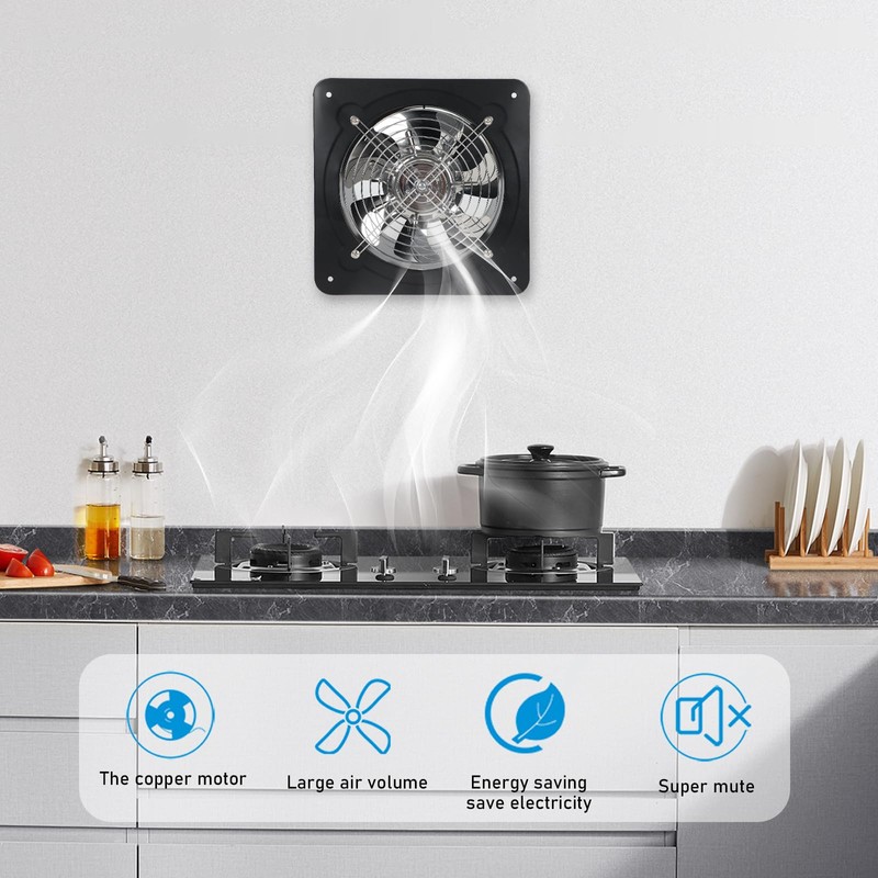 Fepinc 8 Inch Wall Mounted Exhaust Fan with Switch, 735CFM