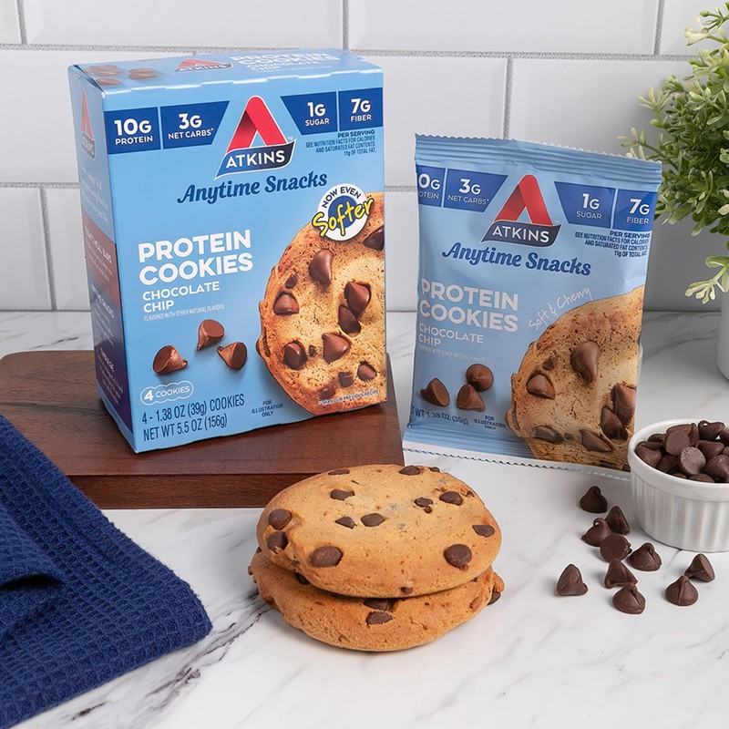 Atkins Chocolate Chip Protein Cookie, Protein Dessert, Rich in Fiber,