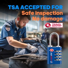 Forge Dual-Opening: Key or Combination Access Lock, TSA Approved Locks for Luggage, Pelican case, Travel, Gym, School, Stainless Steel Shackle. (Blue 2 Pk)