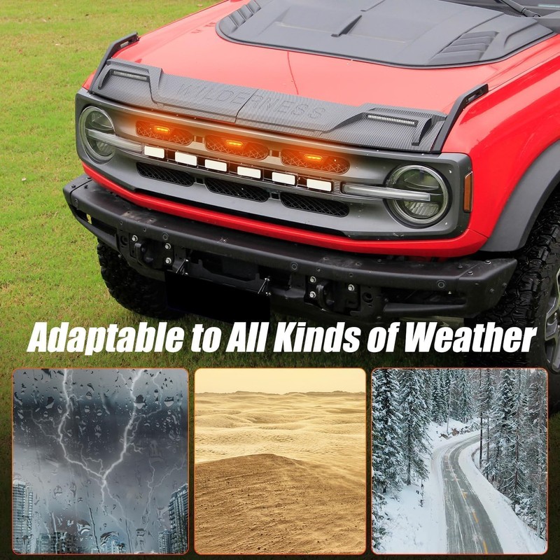 Front Mesh Grille Inserts & Amber Light Compatible with 2021-2024
