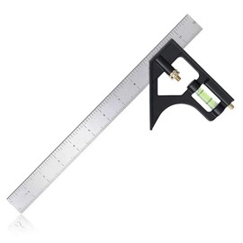 Combination Square 300mm | Multi-Purpose Precision Measuring Tool | Adjustable Carpentry Square with Stainless Steel Ruler – Brass Adjuster – Spirit Level & Scriber | Carpenter & Woodworking Ruler