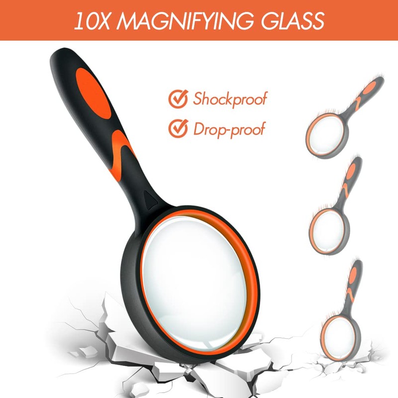 Leffis 2 Pack 10X Magnifying Glass for Seniors & Kids,