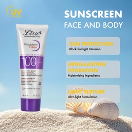 Spf 100 Sunscreen, Broad Spectrum UV Protection for Face & Body, Long-Lasting Hydration, Lightweight and Non-Greasy Formula, Sweat & Water Resistant Sun Cream