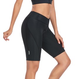 Santic Women's Cycling Shorts Padded Quick Dry Breathable Bike Shorts with Side Pockets, Black, Small