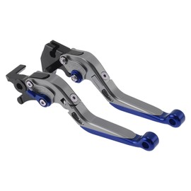 Motoforti Short Long Brake Clutch Levers for Yamaha MT125 14-21 6 Positon Adjustable Motorcycle Handlebar Brake Lever Aluminum Alloy Titanium Handle Blue End