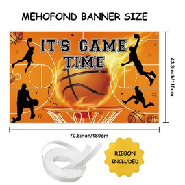 MEHOFOND 6x3.6ft Basketball Backdrop, It's Game Time Basketball Party Decorations for Sport Theme Birthday Party Photo Studio Booth Background Banner