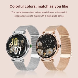 Thafikzi Smart Watches for Women with Blood Pressure/Answer Calls/Heart Rate/Step/Sleep/Multiple Sport Modes /IP68 Waterproof，1.19" Fitness Tracker Smartwatch for iOS Android (Silver with Diamonds)