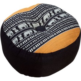 GURU SHOP Meditation Cushion, Yoga Cushion, Seat Cushion, Floor Cushion, Decorative Cushion, Black/Orange, 18 x 30 x 30 cm, Meditation Cushion & Seat Cushion