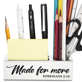 CWGOTC Inspirational Bible Verse Pen Holder, Christian Desk Organizer with Ephesians 2:10, Faith Based Gifts for Women, Religious Office Decor for Coworkers, Friends, Christian Pencil Holder YCP80