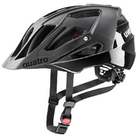 uvex Quatro cc - Safe MTB Helmet for Men and Women - Individual Size Adjustment - Adjustable Visor - All Black Matt - 52-57 cm