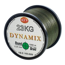 WFT Round Dynamix 1000 m Braided Fishing Line, Diameter: 0.35 mm, Colour: Green