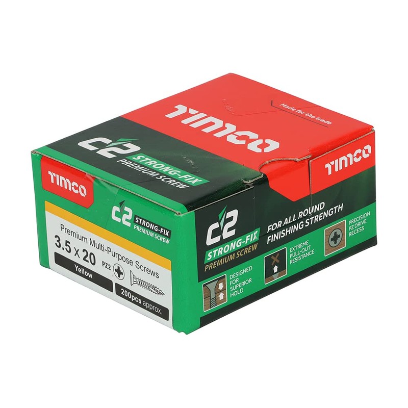 TIMco 35020C2 Classic C2 Screw 3.5 x 20 - Zinc/Yellow