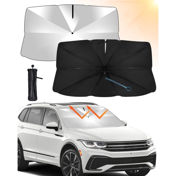 GEEKEO Auto Sonnenschutz Frontscheibe, Auto Windschutzscheibe Sonnenschirm 360°Drehbar Faltbarer Auto