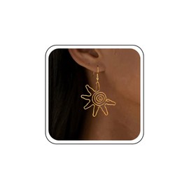 TseanYi Vintage Sun Earrings Gold Swirl Wire Spiral Drop Earrings Hollow Sun Dangle Hook Earring Exaggerate Sunburst Filigree Drop Earring Personality Geometric Jewelry
