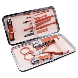 VOANZO Manicure Set, 12 Pieces Nail Clippers Pedicure Set with PU Leather Bag Nail Care Kit Professional Tools Portable Travel Care Kit