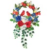 Collections Etc Lighted Patriotic Cardinal Wreath with Greenery 16" x