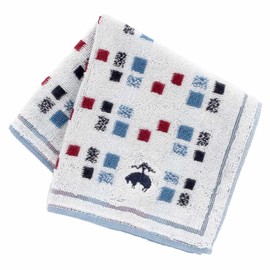 Brooks Brothers 001093-0002-03 Cool Touch Towel Handkerchief, Block Pattern (Navy), Gentleman's Towel, Hand Towel, Approx. 9.8 inches (25 cm)