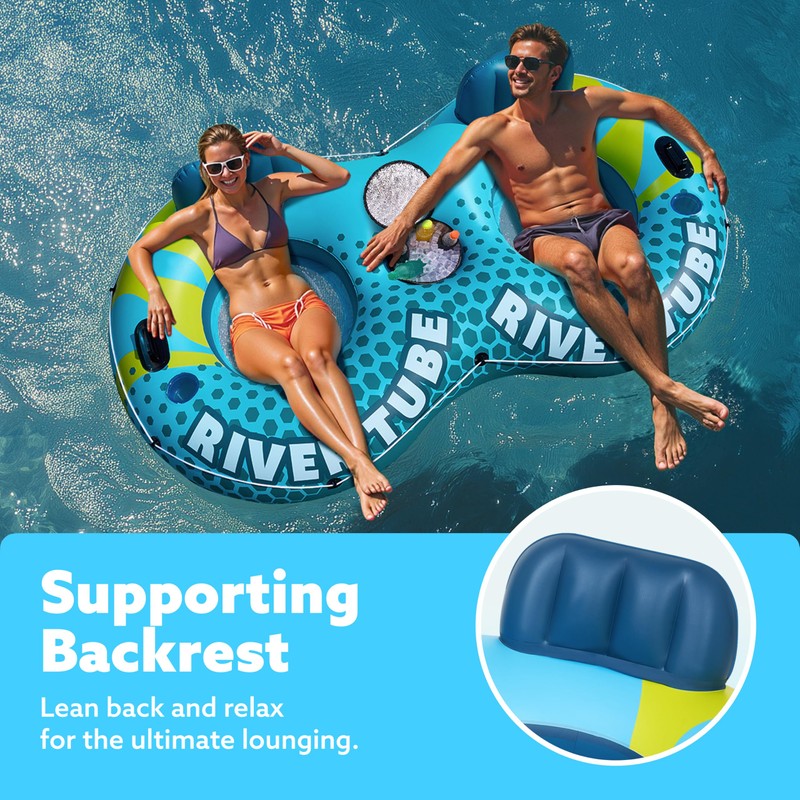SLOOSH 2-Person Inflatable River Tube - Heavy Duty River Run
