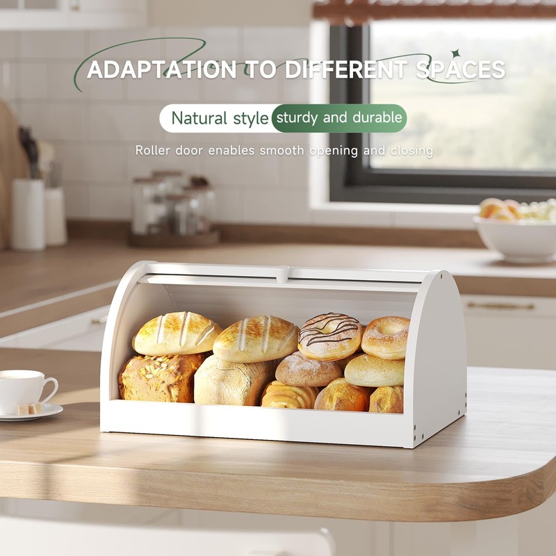 STDDRE Corner Bread Box for Kitchen Countertop Roll Top Bread