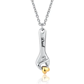 LuxglitterLin Wrench Mechanic Tool Cremation Urn Necklace for Ashes Holder Spanner Memorial Keepsake Gift Engraved Dad