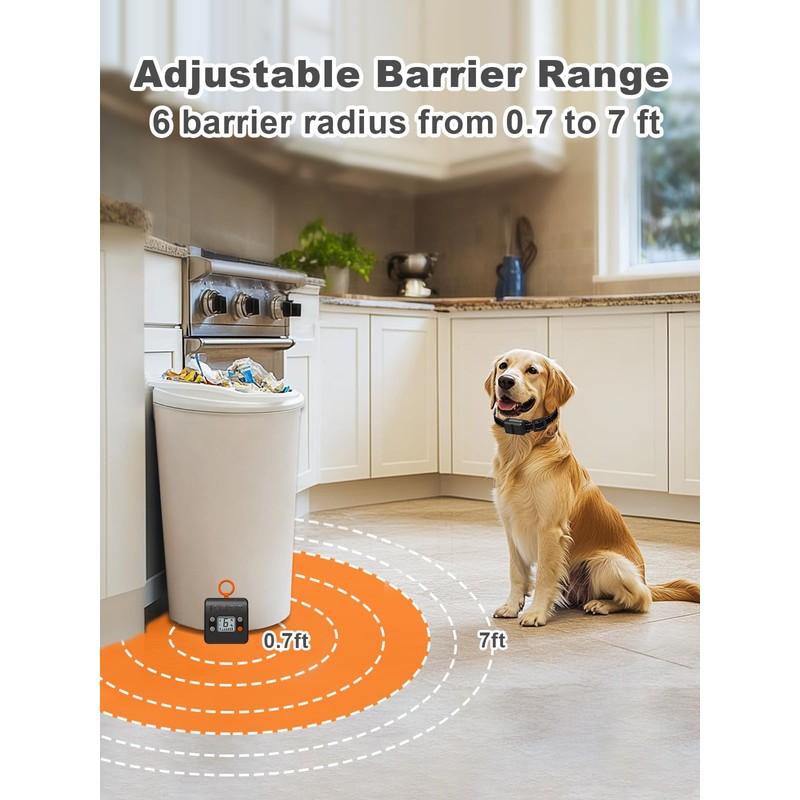 FLYSPEAR Wireless Pet Barrier - Rechargeable Indoor Barrier with 6