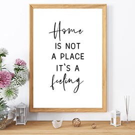 Home Is Not A Place Its A Feeling Print, New Home Print Typography Print, Home Decor Wall Art Prints, Minimalist Home Decor, 411 (A4-21 x 29.7cm)