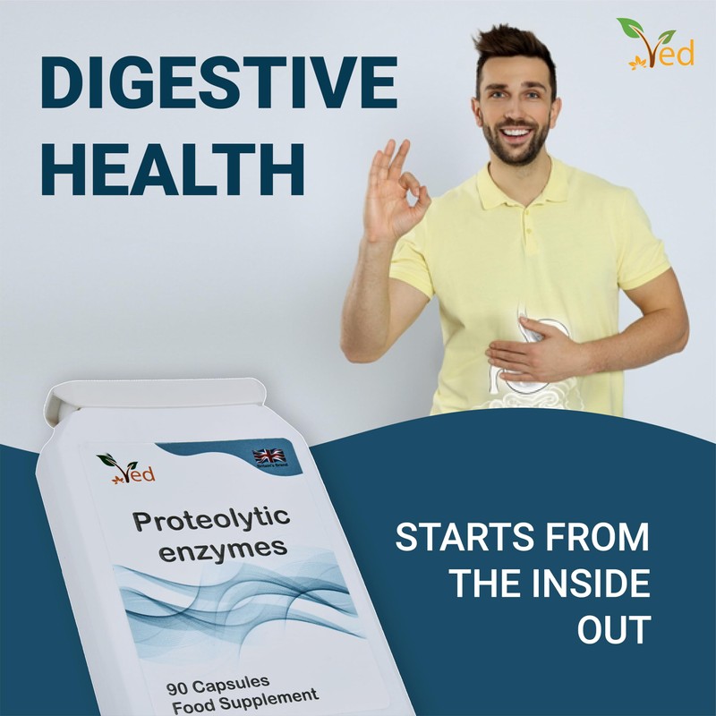 Ved Systemic Proteolytic Enzymes Complex, Mixed Enzyme Formula with Ginger