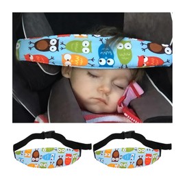 JNNJ 2 Pieces Safety Baby Car Seat Head Support, Baby Kids Toddler Car Seat Safety Head Support, Adjustable Child Car Sleep Attachment Head Strap, Baby Cars Seat Neck Support(Blue Owl)