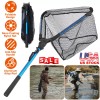 LUSHAZER Fishing Landing Net w/ Telescopic Pole Handle Retractable Foldable