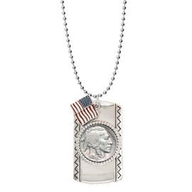 American Coin Treasures Pendant Buffalo Nickel Dog Tag | Coin Necklace | Flag Charm | Unisex Ball Chain