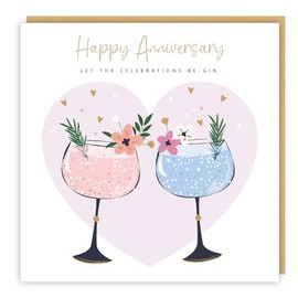 General Anniversary Card - Floral Gin Cocktail - Let the Celebrations Be-Gin - Special Finishes - Made in the UK - Eco Friendly