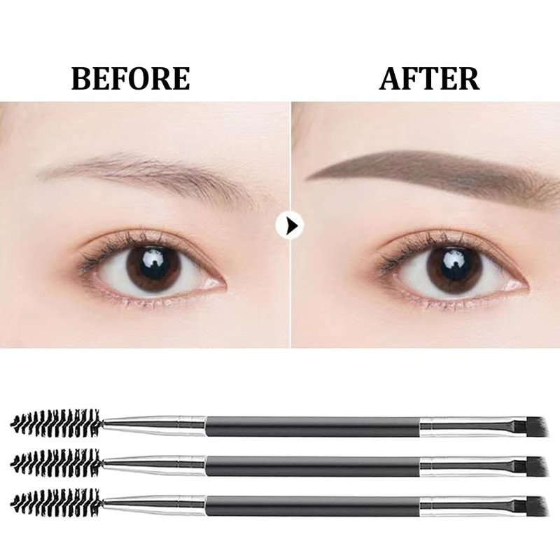 WOLMIK Duo Eye brow Brush - 3 PCS Angled Eyebrow