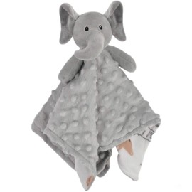 BORITAR Elephant Baby Security Blanket Soft Minky Dot Fabric Lovey Blanket with Lovely Animal Pattern Backing, Stuffed Plush Cuddle Newborn Blankie 14 Inch
