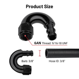 EVIL ENERGY 6AN 180 Degree Push Lock Fitting One Piece Full Flow Hose End